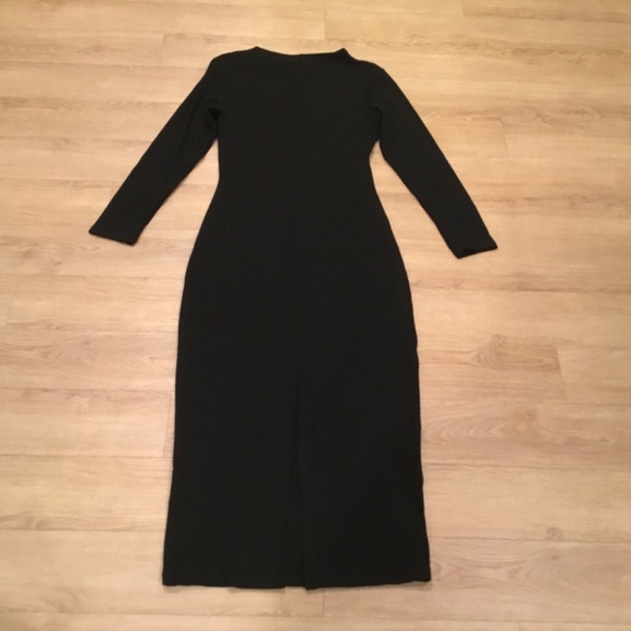 NWT BTFBM Black Long Sleeve Ruched Bodycon Maxi Dress Size Medium - Picture 10 of 10